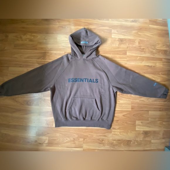 Essentials Fear Of God Hoodie/Sweatshirt Size XL Chocolate Brown/Raindrum - Picture 5 of 7
